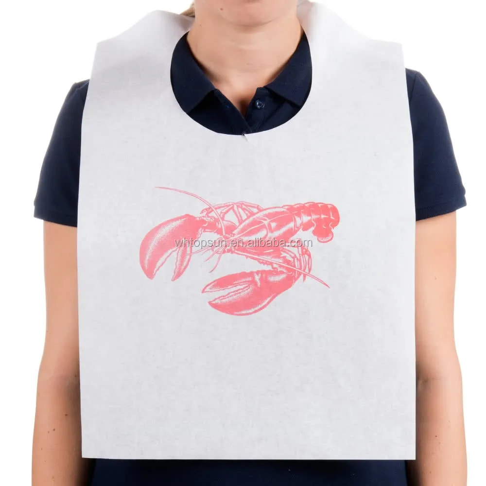 Disposable Restaurant Plastic Crawfish Adult Bibs For Food Service