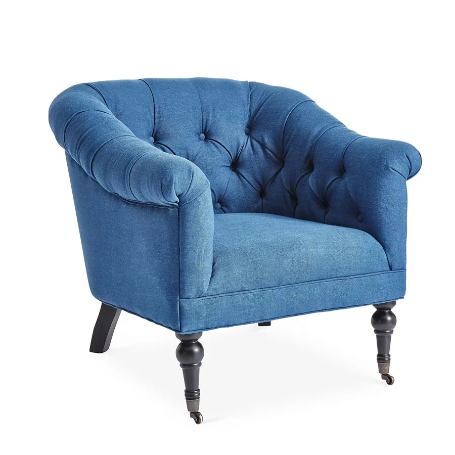 Новый дизайн, рама из массива дерева для гостиной, стеганая ткань, акцент, клубный одноместный диван, стул