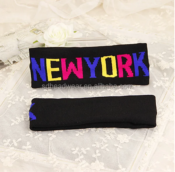 Knitting pattern jacquard letter logo acrylic wool sports headband