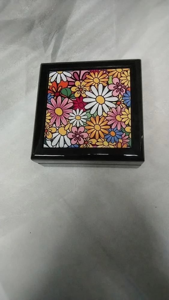 Square Wooden Jewellery Box with Sublimation Ceramic Tile