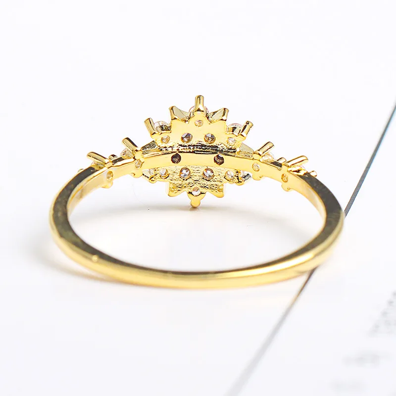 
Delicate Engagement 14 K Women Gold Plated Snowflake Diamond Cubic Zirconia Eternity Ring 