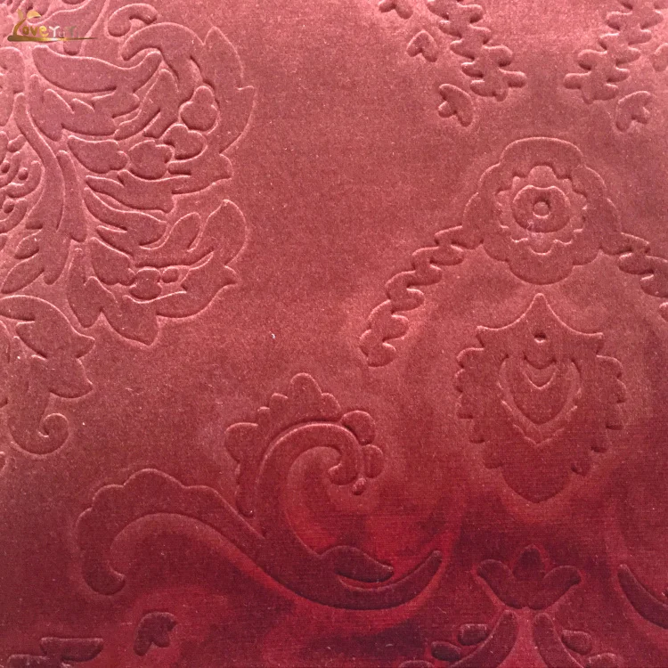 
China knitting shiny 100% polyester customized design emboss Velvet fabric for upholstery 
