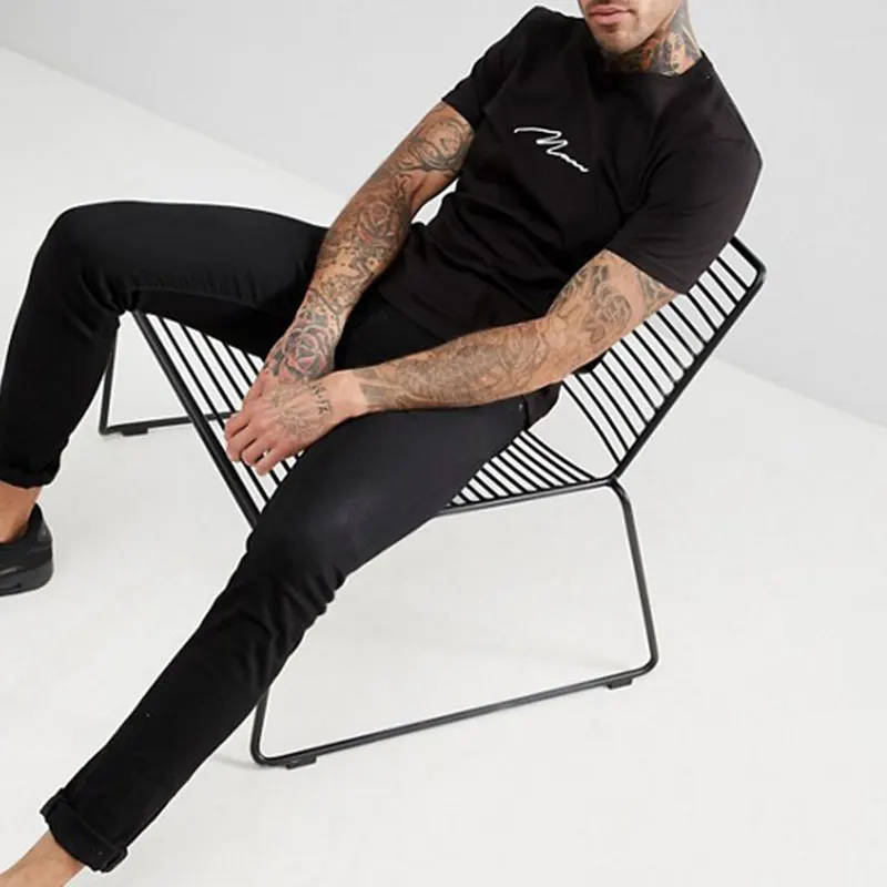 Wholesale New Design Short Sleeve Plain tshirt Custom Logo Printed Black t-shirts for men 100% cotton