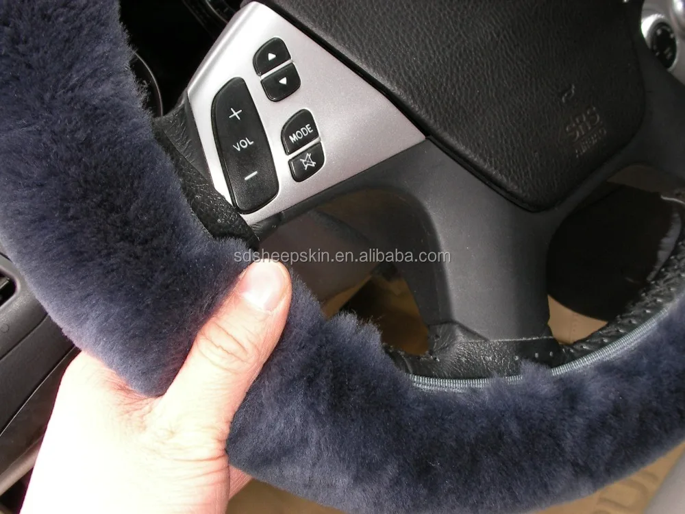Real sheep fur soft wool steering wheel cover
