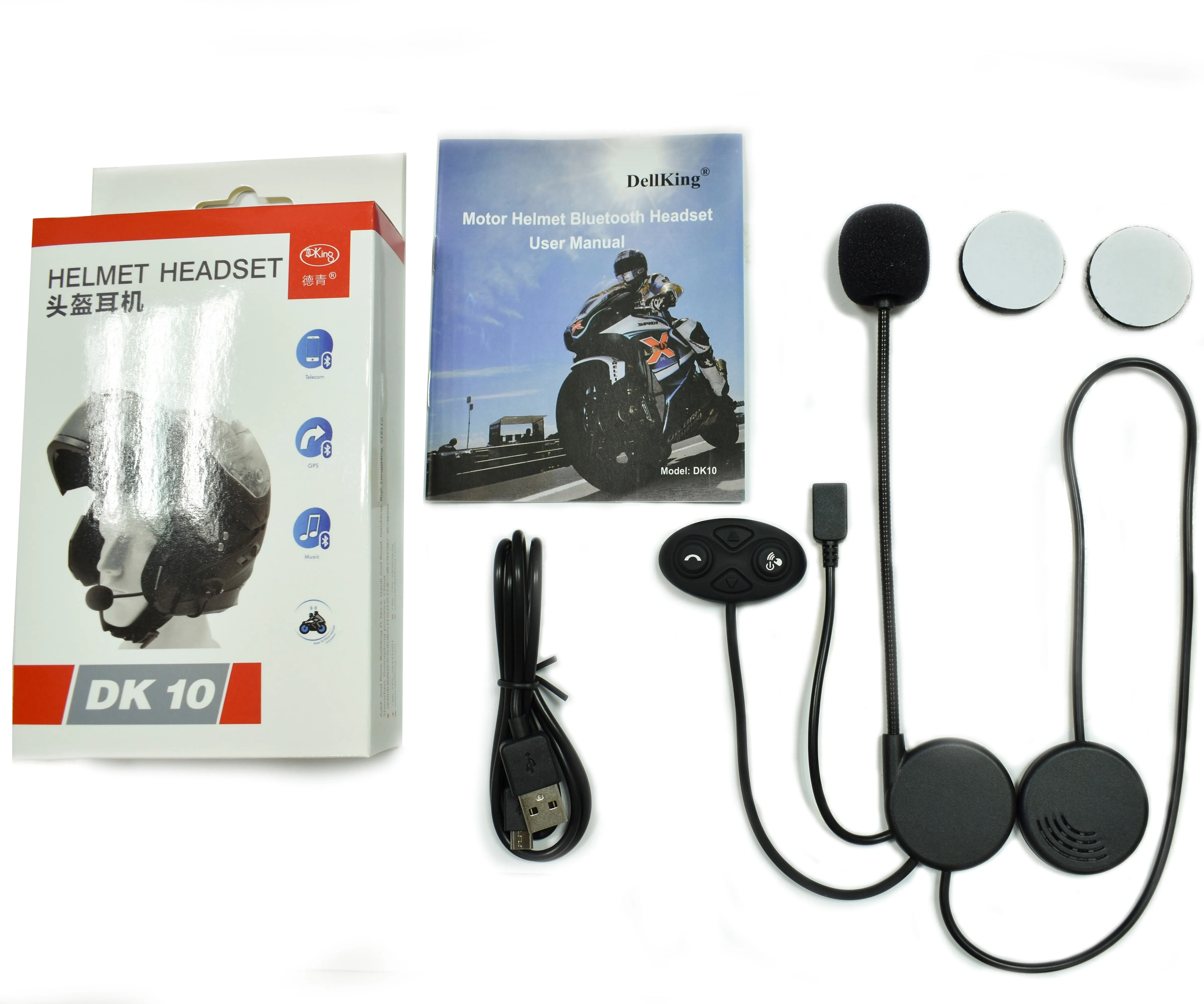 Waterproof and Noise cancelling Motorcycle Helmet Wireless Bluetooth intercom Headset/Headphone with Music+GPS Navigation