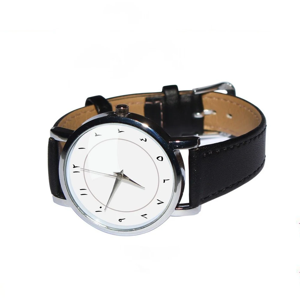 KODA Anticlockwise Time Service International Watches Arabic Numbers leather stainless steel Watch