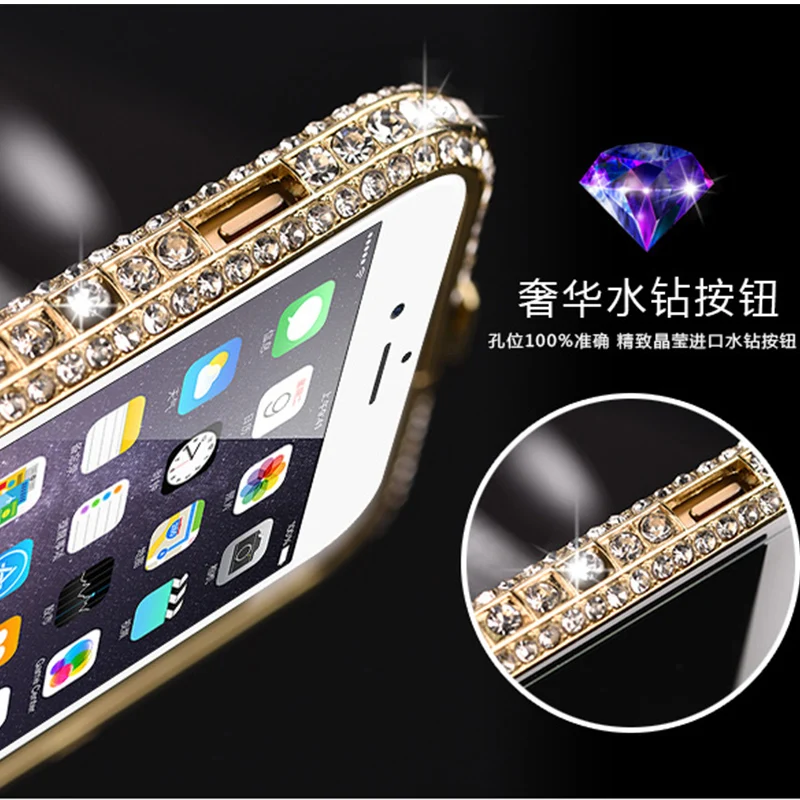 Metal Frame Case for iPhone  6s 67 8 Plus X XR XSMAX  Luxury Aluminum Metal Bumper Bling Glitter Diamond rhinestone shinning