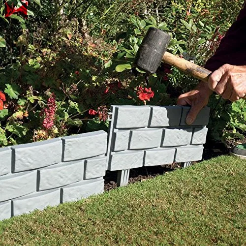 
Brick Effect Garden Edging | Simply Hammer in Using the Attached Stakes | Lawn or Flower Bed Border | L45cmxH17.5cm 