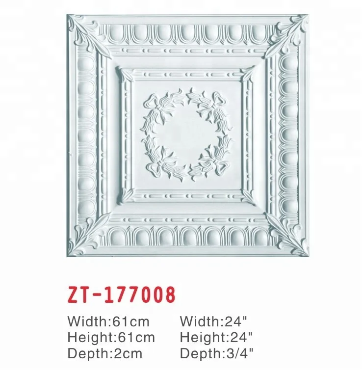 
Artistic Easy Install PU Square Ceiling Tiles for roof decoration 