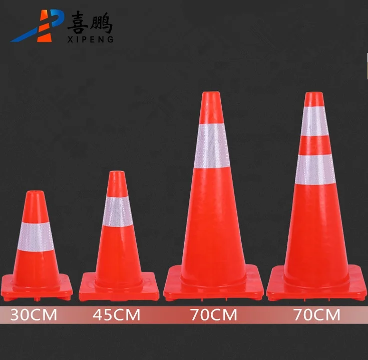 Factory Sale Soft 2.3kg 70cm PVC Orange Traffic Cone For Road Safety