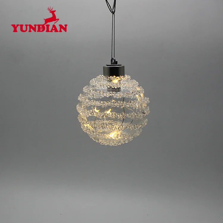 Оптовая продажа с фабрики, выдувные круглые прозрачные светодиодные огни 8 см, рождественские стеклянные елочные украшения для праздничного украшения