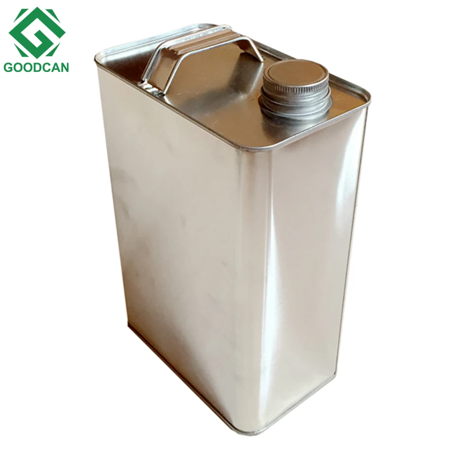 Custom size 4L rectangular chemical metal paint container engine oil tin can with flexible spout lids Metal Can
