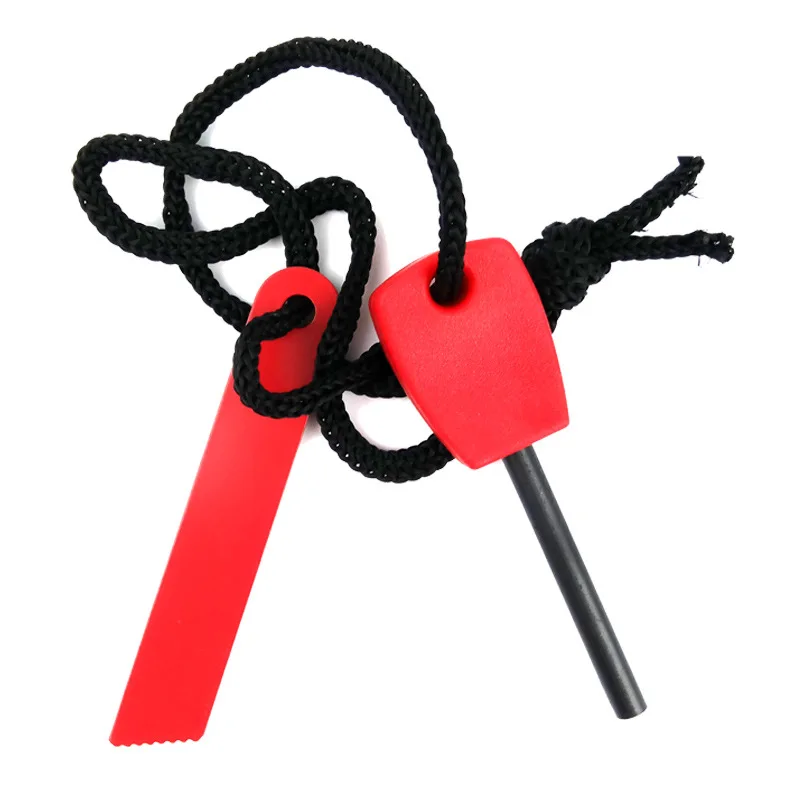 Outdoor survival emergency Multi functional Flint stone fire steel fire starter fire steel with wood handle