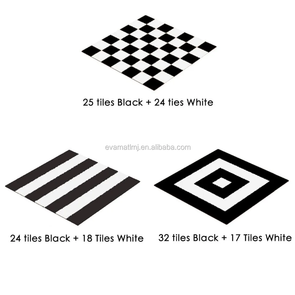 
Interlocking Floor Tiles, 16 Tiles (16 tiles = 16 sq.ft) EVA Foam Puzzle Mat with Borders - Black and White 