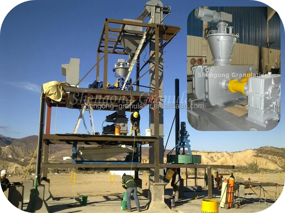 Powder fertilizer chemical mineral powdered material auger feeding double roller hydraulic compacting roller presses