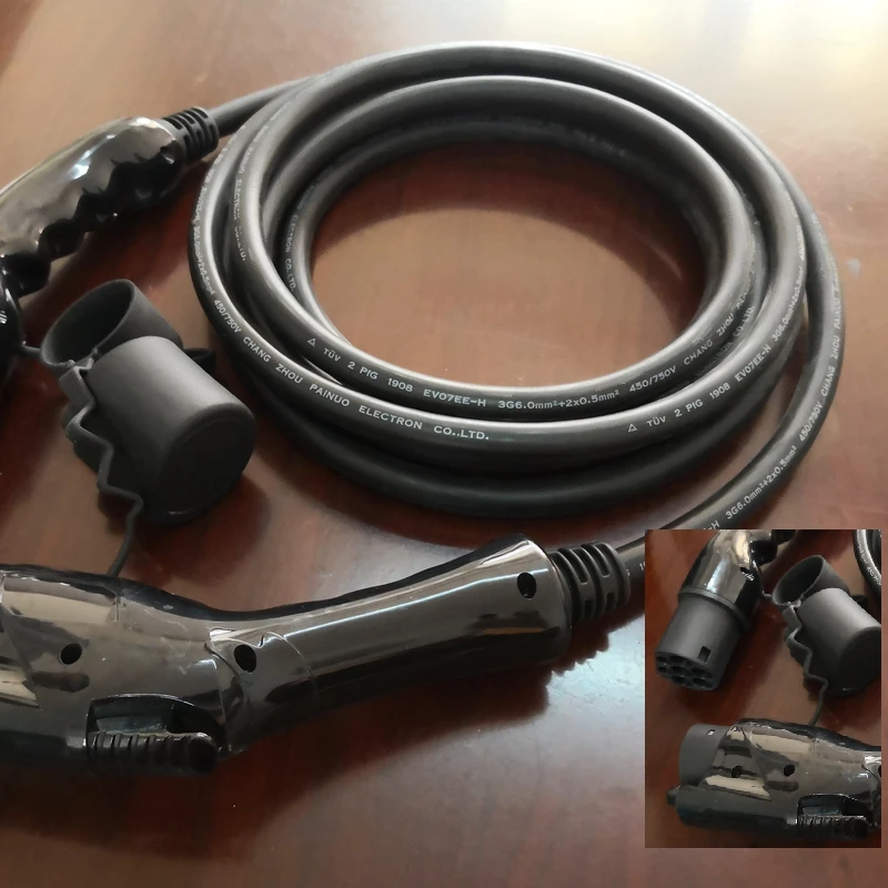 
 Соединительный кабель штекер гнездо J1772 штекер тип 1 16A Тип 2 EV зарядное устройство пистолет  