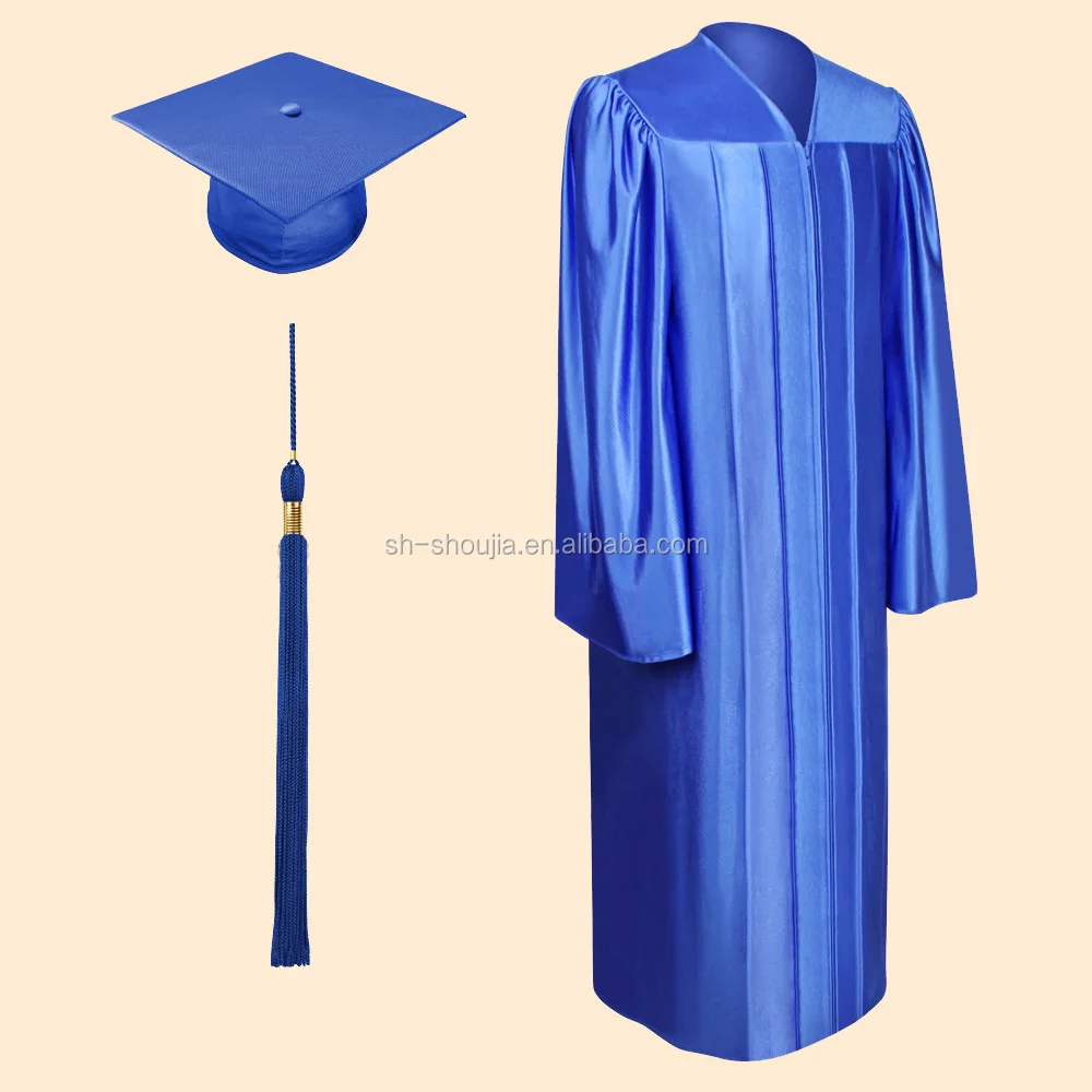 Shiny Royal Blue Bachelor Graduation Cap, Gown & Tassel