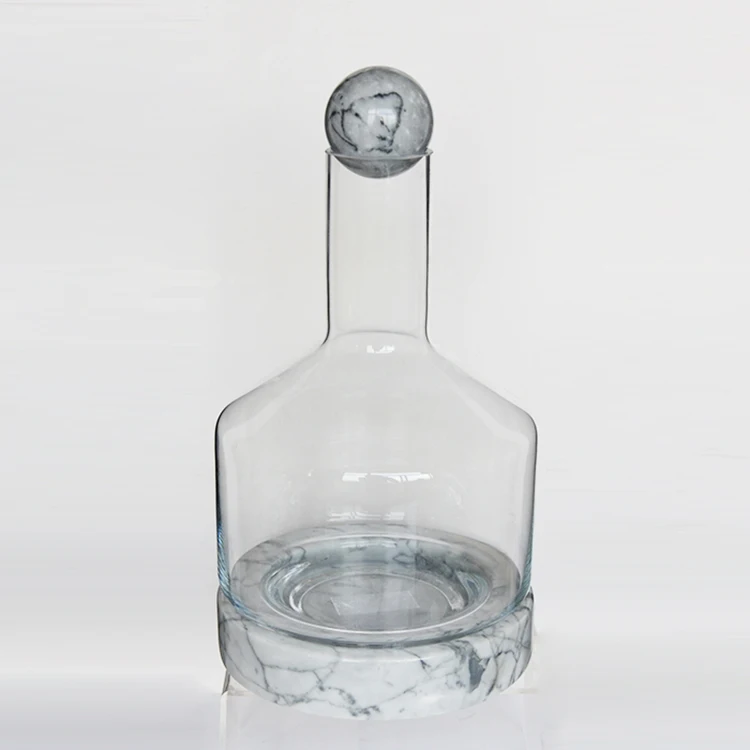 Wholesale Crystal Wine Whiskey Glass Decanter With Marble Base