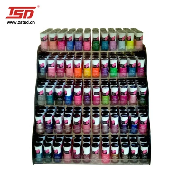 custom cosmetic shop acrylic nail polish product display counter shelf rack,makeup display stand for store