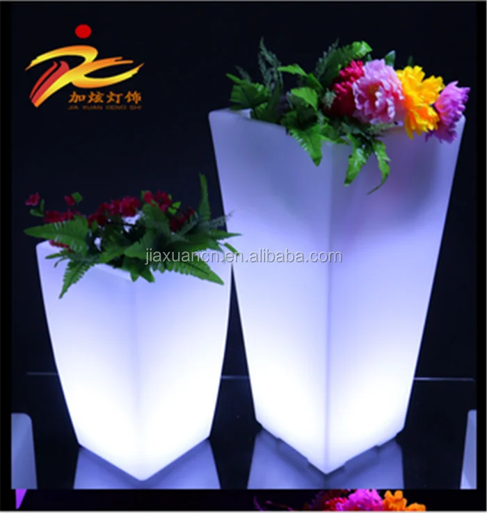 led glowing garden tall pot park plant outdoor plastic flower vase