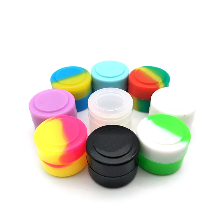 
Hot Selling Custom Logo Mini Cosmetic 3ml 5ml 7ml DABs Reusable Round Wax Storage Silicone Jars Wax Container 
