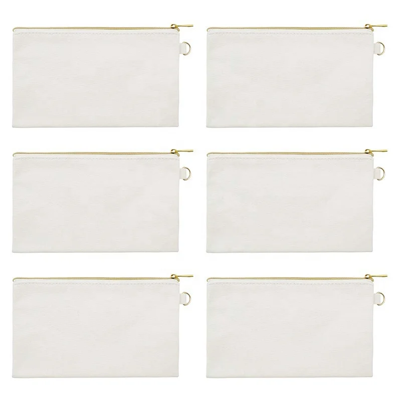 100%pure cotton Canvas Pencil Pouch Zipped Pencil Case Cute Make Up Bag