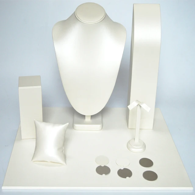 high quality custom wooden leather  jewel display set for jewellery show