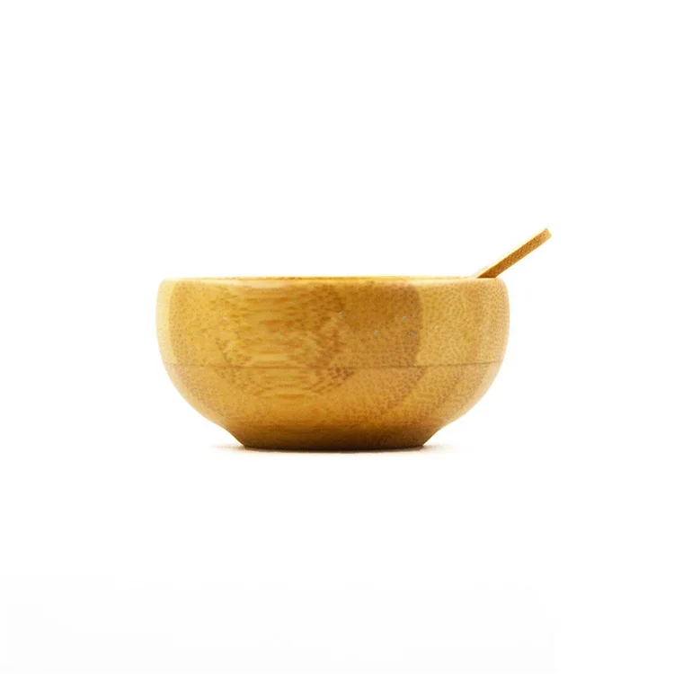 facial cream eco-friendly natural bamboo wood cosmetic diy face bowl with mini Spoon
