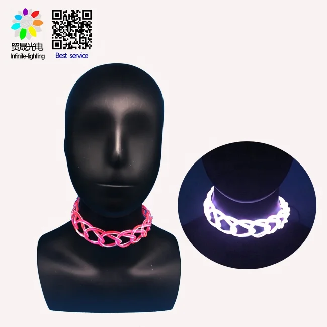 Led EL Neon Wire Light Up Choker Necklace Jewelry for EDM Rave Halloween Party