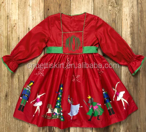 2022 new arrival red Christmas series pretty kids cotton frocks design wholesale boutique elegant girl dress