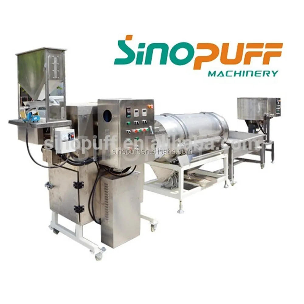 Industrial Hot Air Popping Caramelizer Chocolate Coating Multi Flavored Popcorn Pop Corn Production Line