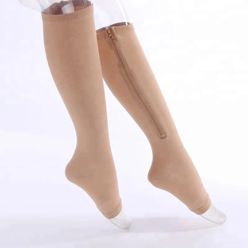 Женские модные однотонные компрессионные хлопковые носки на молнии поддержка ног на молнии сексуальный стиль с открытым носком женские Чулочно-носочные изделия
