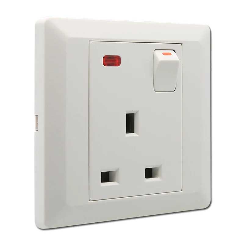 ВЕЛИКОБРИТАНИЯ Стандартный 13А включен розетка с нео гнездо электрическое гнездо переключателя