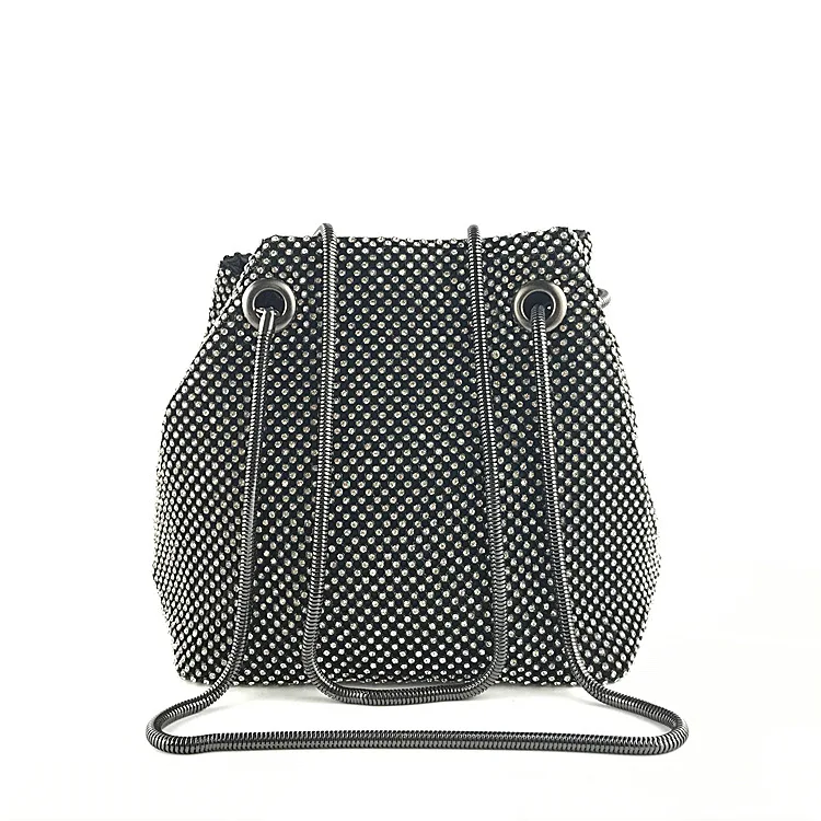 Women Girls Crystal Rhinestone Mini Bucket Evening Bags Wedding Clutch Shoulder Purse Party ladies hand bags