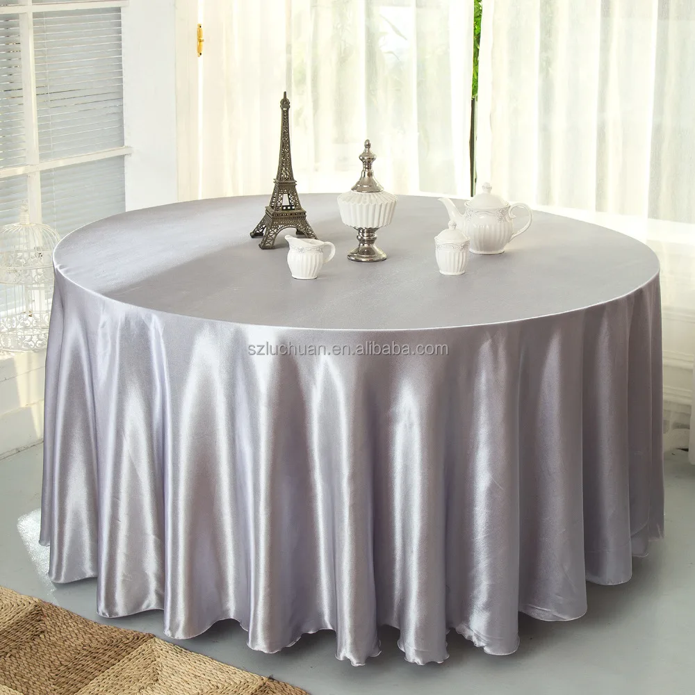 Wholesale Elegant 120 Round Purple Satin Tablecloth for Wedding