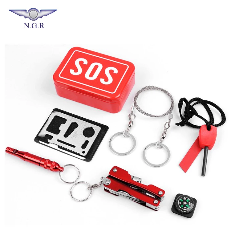 Wholesale SOS Survival Kit Outdoor Emergency for Camping Hiking Travelling or Adventures