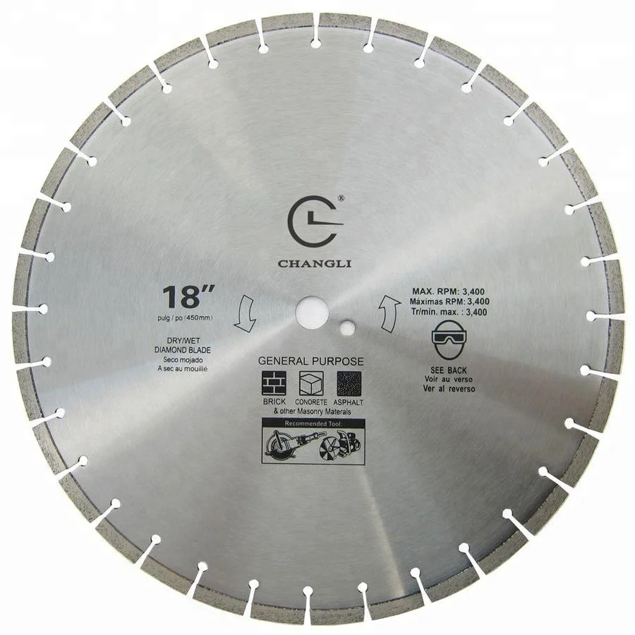 18 дюймов 450 мм Алмазный с круговым питанием мульти инструменты турбо настенное зарядное устройство сухой мокрой бетонный сегмент лезвия для резки дорожный камень