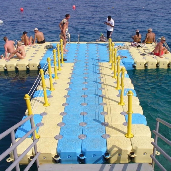 Floating swimming pool and floating bridge for water park