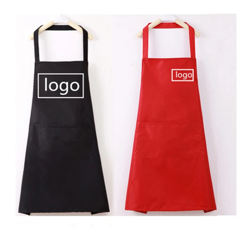 Free hang tags Customized Your Logo 2 Front Pockets Plain Color Comfortable Unisex Custom Apron With Your Logo or Design