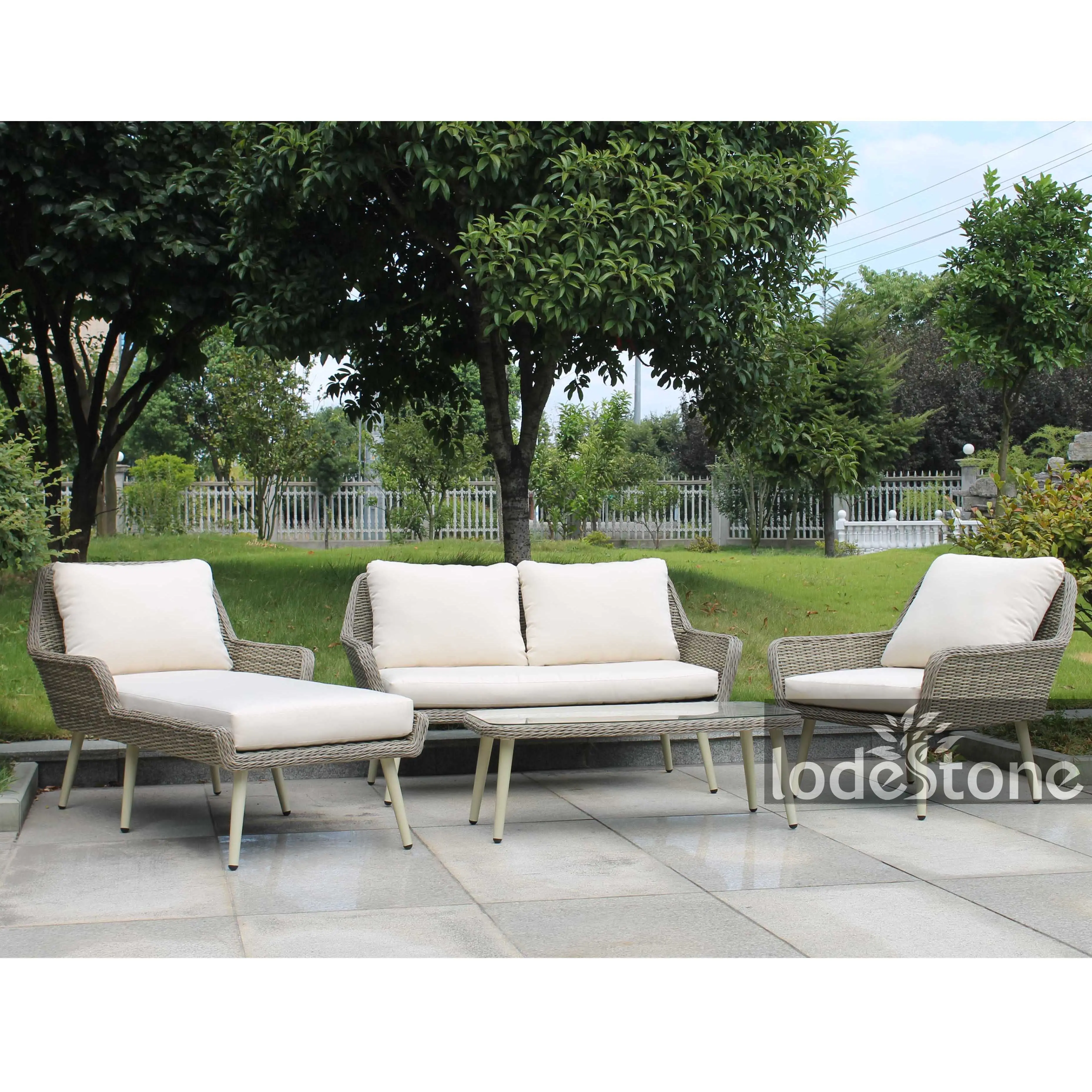 Fashion KD feet cane wicker modular sofa poly rattan outdoor furniture