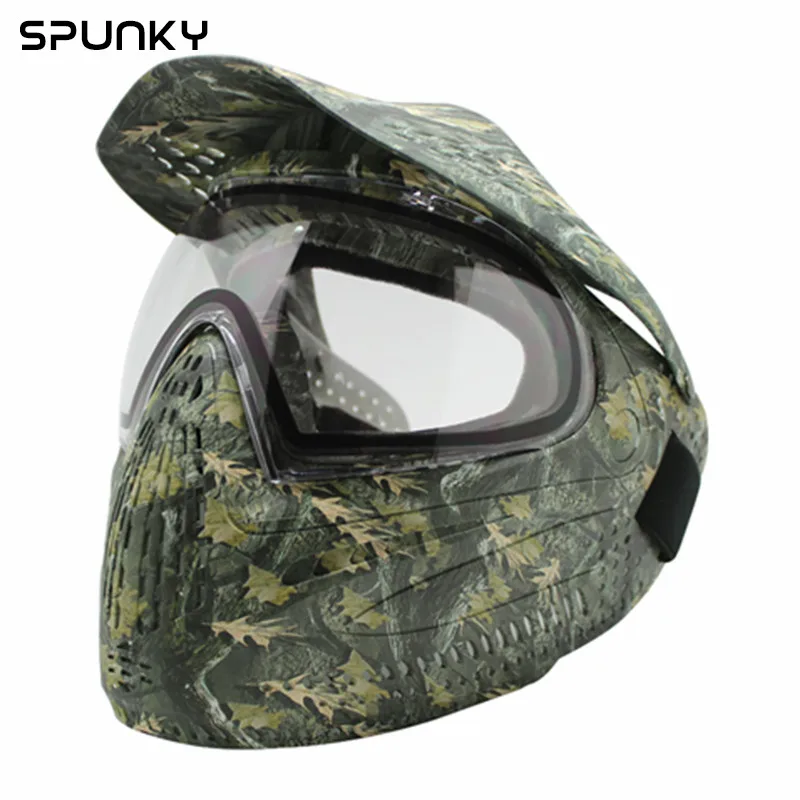 Colorful Full Face Coverage Paintball Mask with Double Lens Goggle Watercolor Series