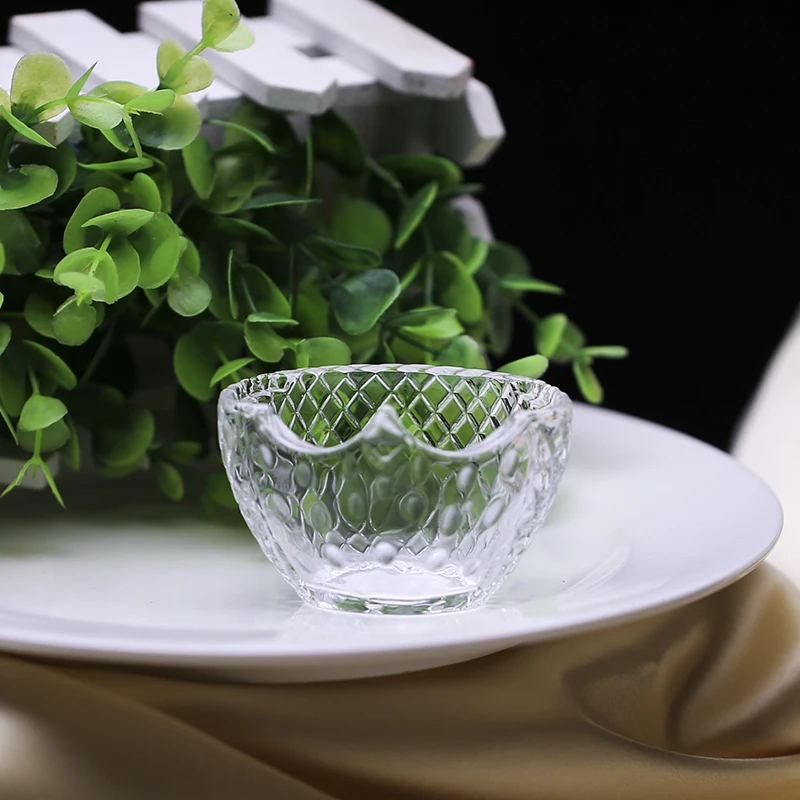 Clear glass candle holder jar owl shaped elegant decoration jar cut glass candle jar