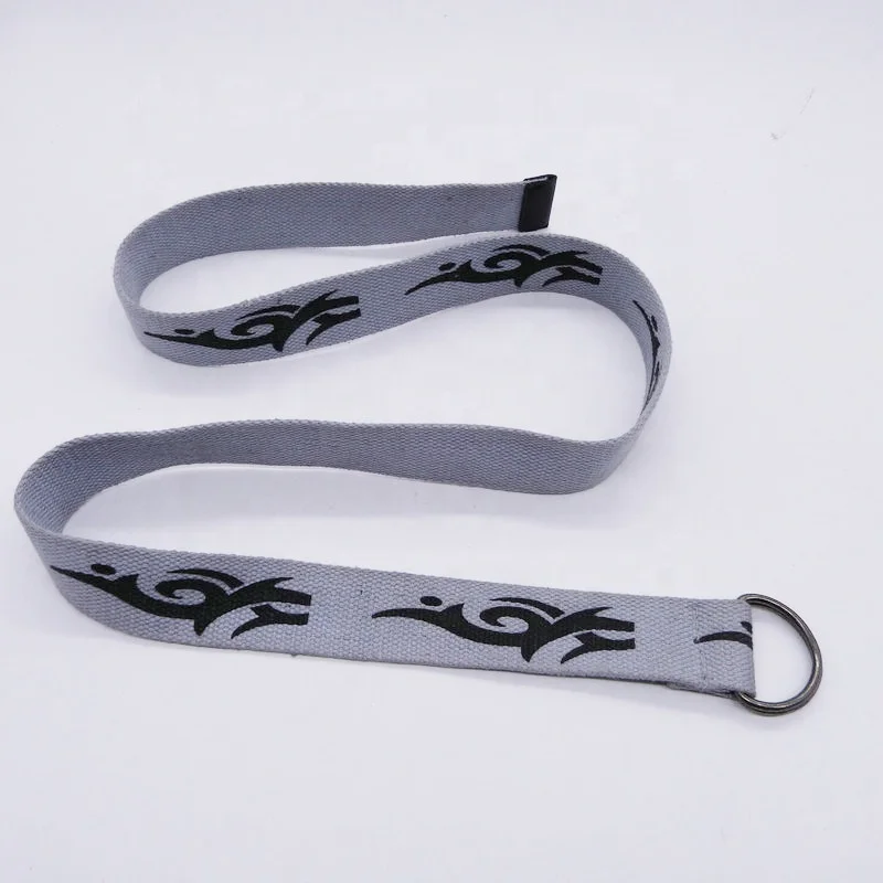 Grey Top Quality Custom Design Printing LOGO Cotton Polyester Canvas Belt With Double D rings Buckle