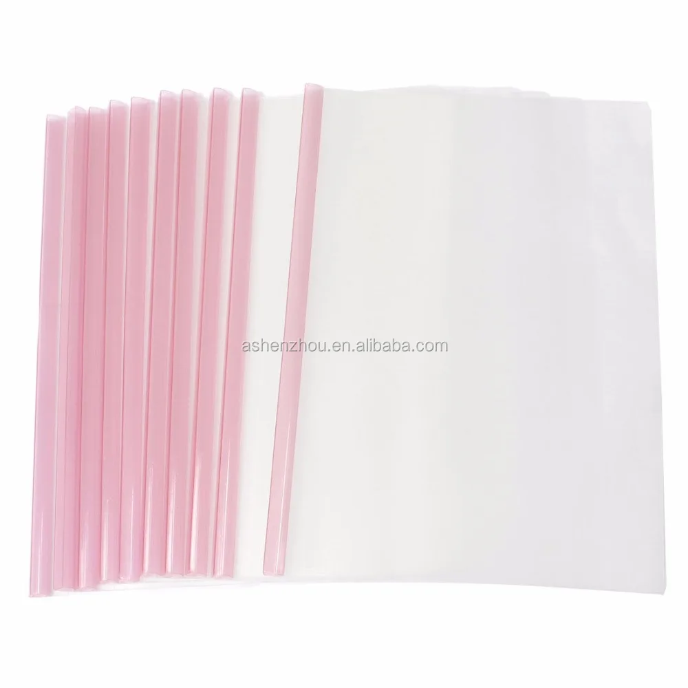 High quality custom logo printed A4 clear transparent spine bar file folder PVC sliding binder