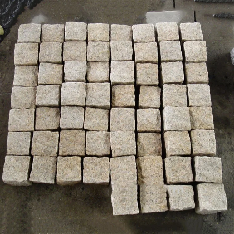 Natural Dark Grey Granite Patio Pavers G654 Tumble Granite Driveway Cube Stone For Outdoor Floor