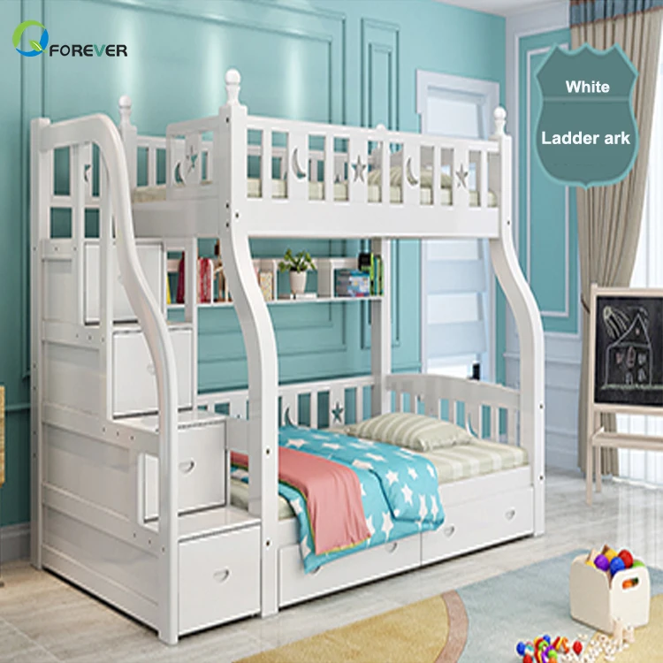 2021 Hotselling New Designed White Blue Pink Brown Children Bunk Bed Solid wood buck bed for kids