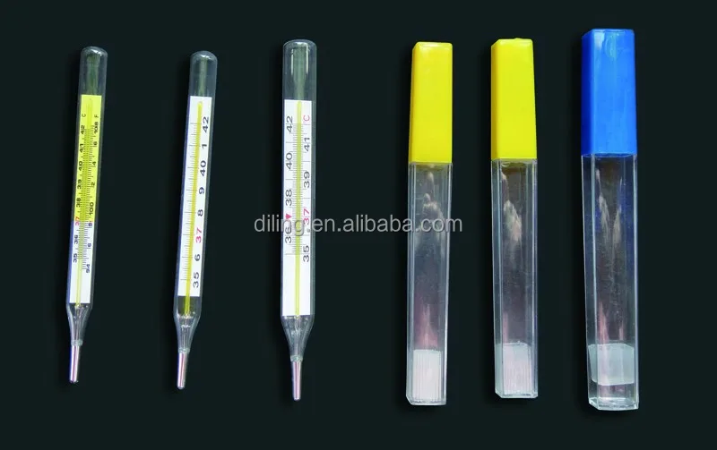 flat oval Armpit use Mercury liquid glass clinical thermometers