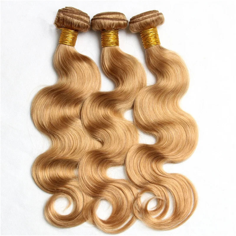 
Grade 10A healthy ends bleached colored human blonde virgin hair color 27 body wave hair weave 