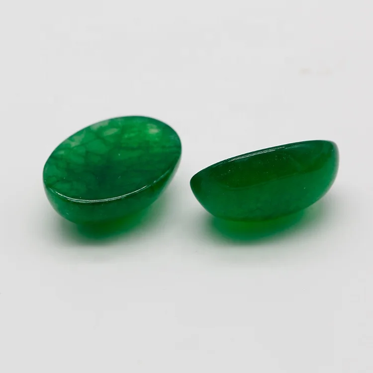 Oval Shape Gemstone Cabochon Natural Green Jade Stone