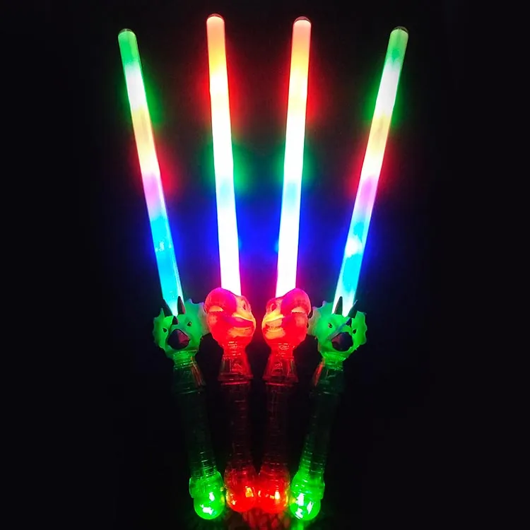 Wholesale dinosaur LED laser sword colorful music lightsaber for kids toy